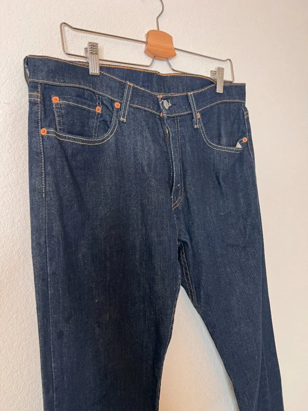 Levi's 502 Straight Blue Cotton Blend Denim Jeans 5-Pocket Dark Wash 33x32 NWOT